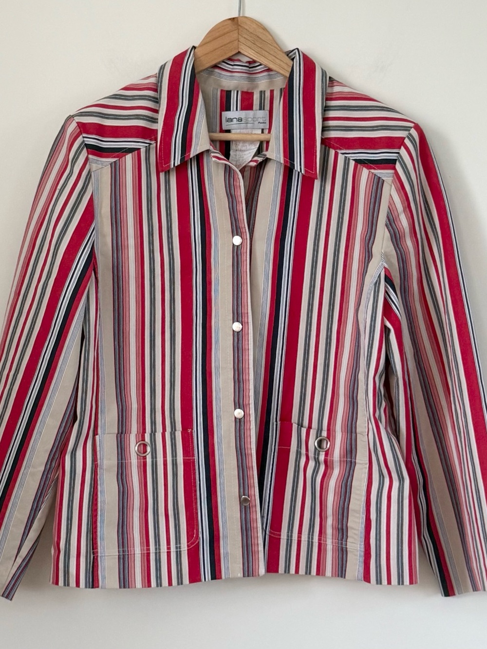 Vintage 90s Retro Striped Utility Jacket Y2K Lana Sport